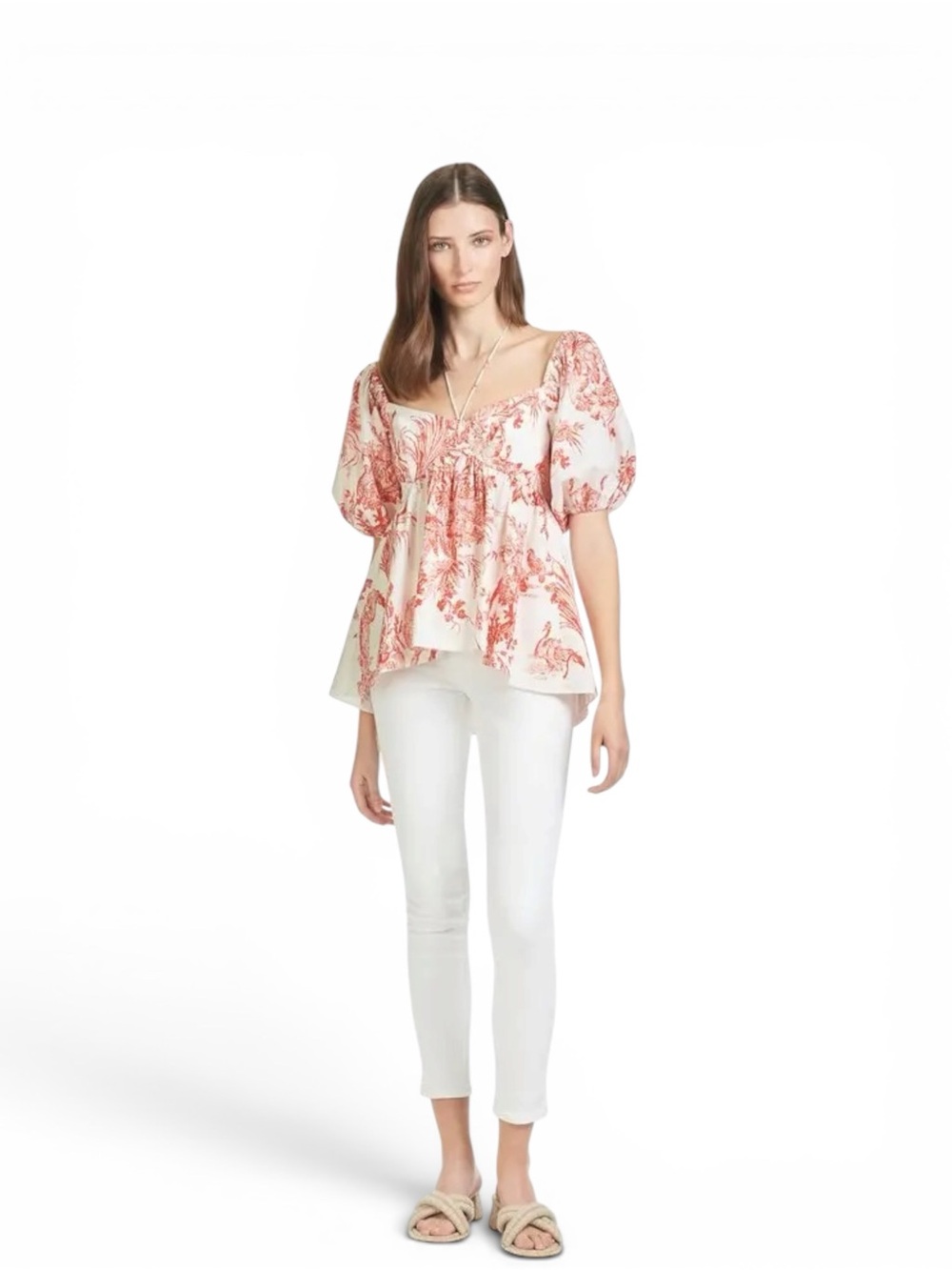 Sachin & Babi Sari Printed Cotton Puff Sleeve Blouse NWT Size 4 Boho Romantic